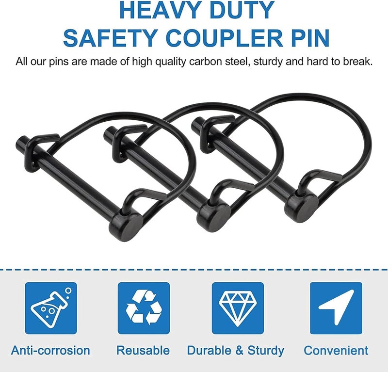 INCREWAY 48 Pcs Heavy Duty Safety Coupler Shaft Locking Pin 1/4" Hitch Pto Pin Round Loop Wire Lock Trailers Pin for Farm Lawn Garden - Image 4